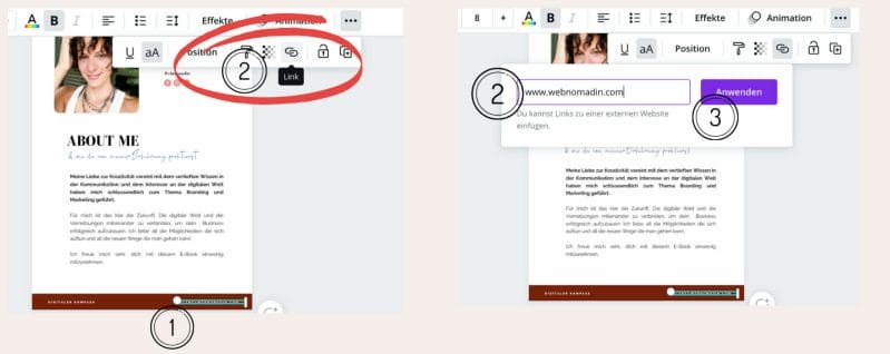 in Canva einen Link hinterlegen
